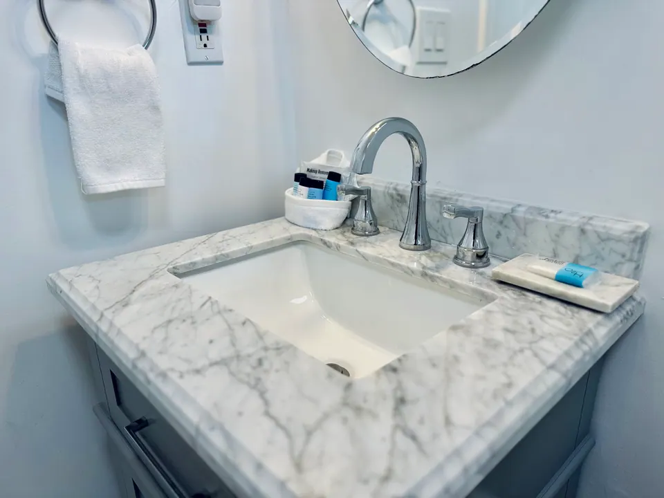 Marble-top vanity
