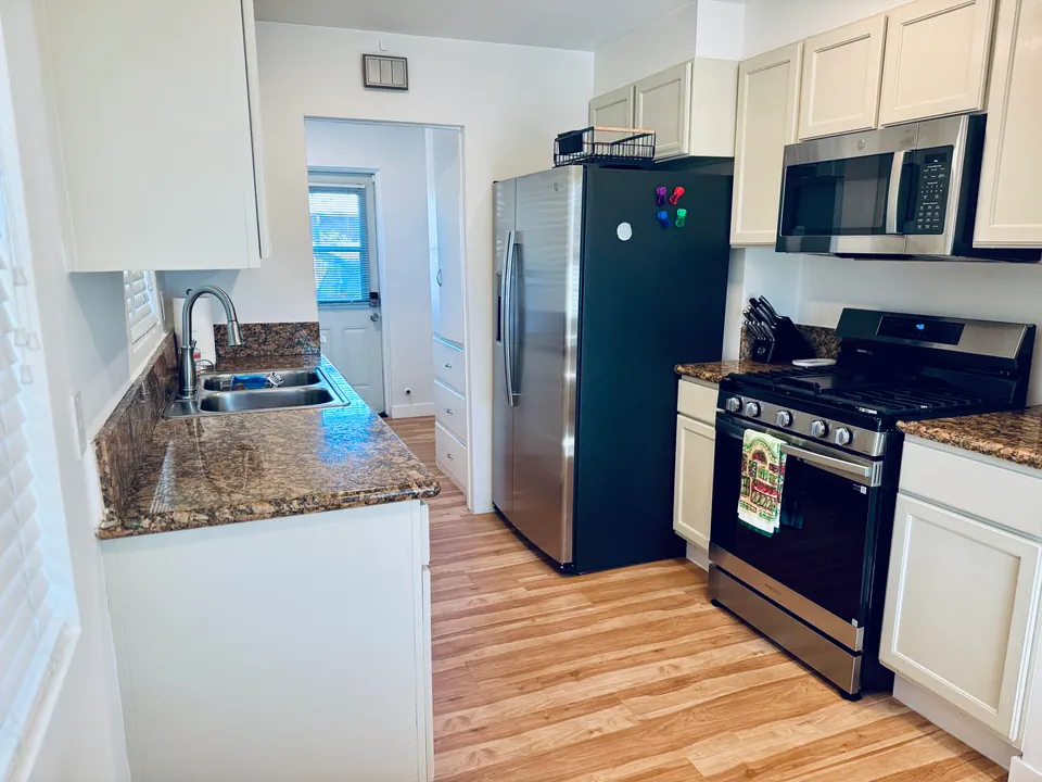 Kitchen with stainless steel appliances