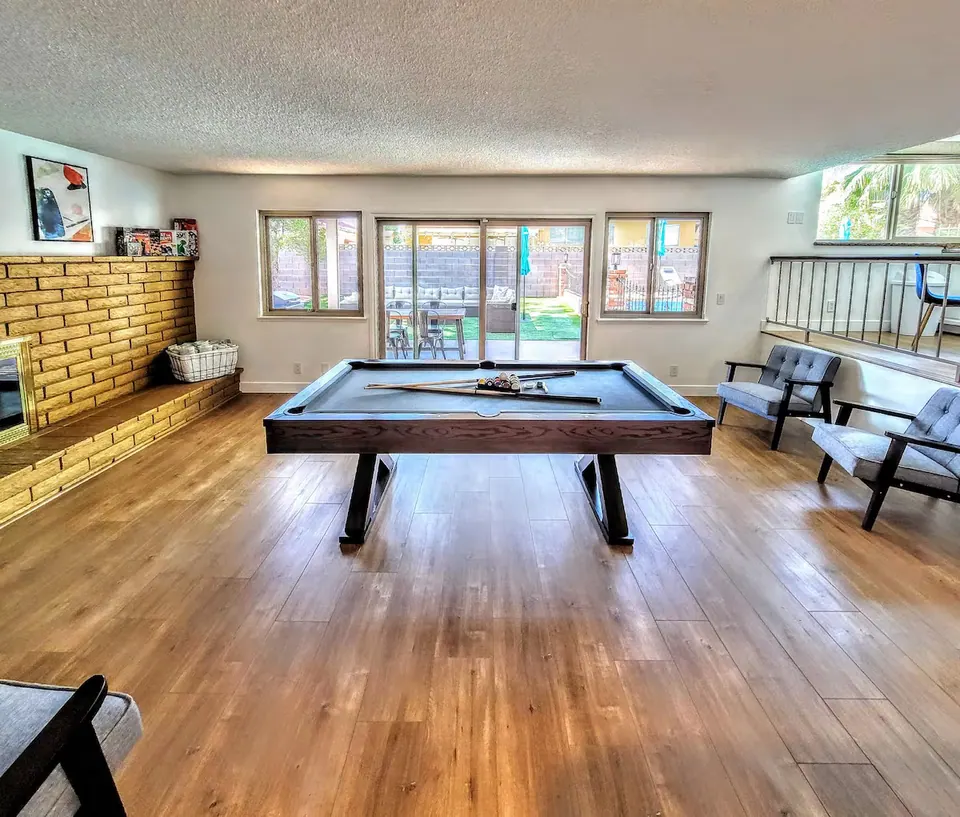 Family room with pool table